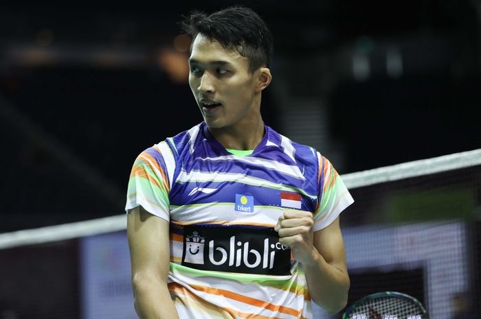  Selebrasi pebulu tangkis tunggal putra Indonesia, Jonatan Christie| Sumber: Badminton Indonesia
