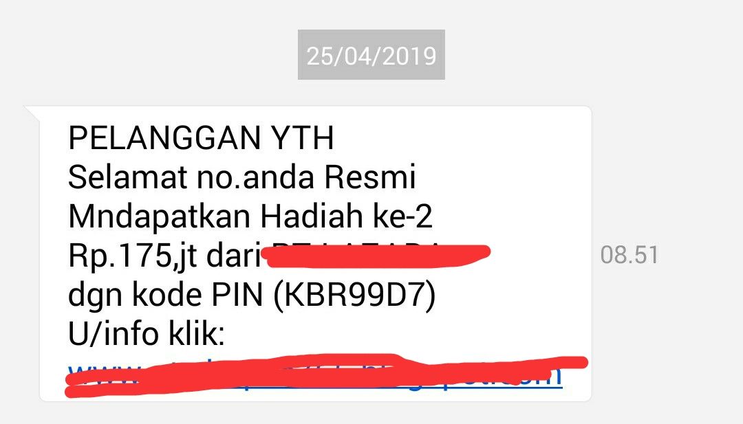 SMS penipuan