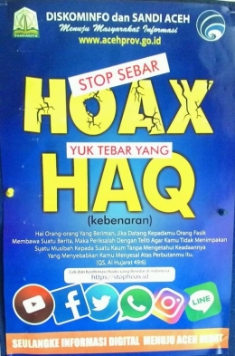 Gambar Ilustrasi - Leaflet ajakan mencegah penyebaran hoax dari Dinas Kominfo dan Sandi Aceh (Doc. FMT)