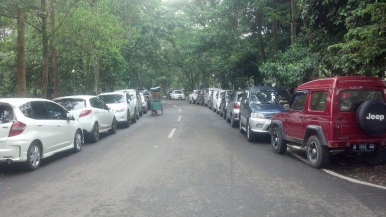 Mahasiswa Parkir di Tepi Jalan (Sumber: pasangmata.detik.com)