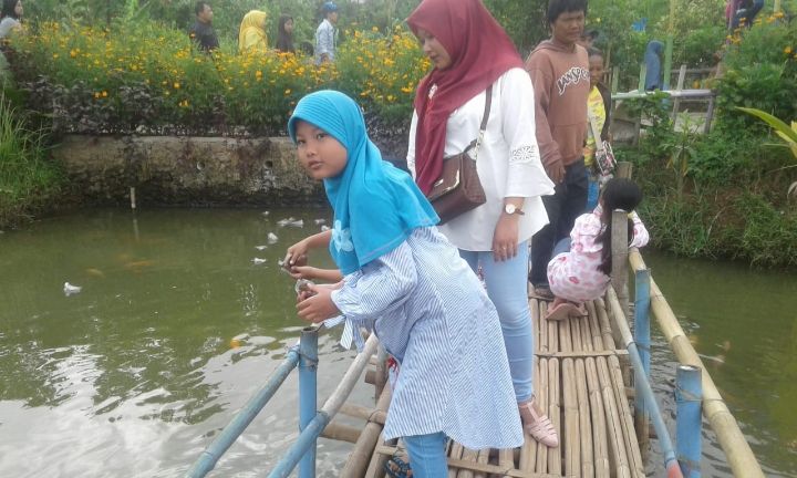 Jembatan bambu di taman Limo yang menjadi favorit pengunjung(dok: Komarudin)