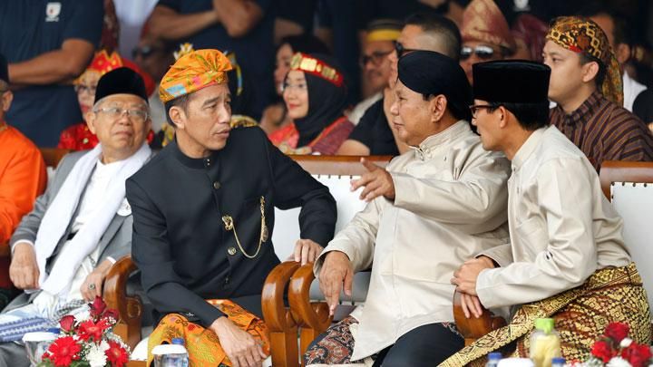 Foto Paslon Pilpres 2019, KH Ma'ruf Amin,Jokowi,Prabowo, dan Sandiaga Uno/Tempo.co
