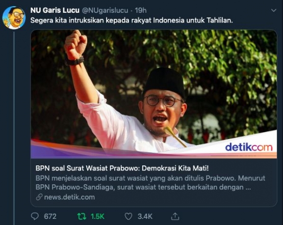 Tangkap layar akun Twitter @NUgarislucu