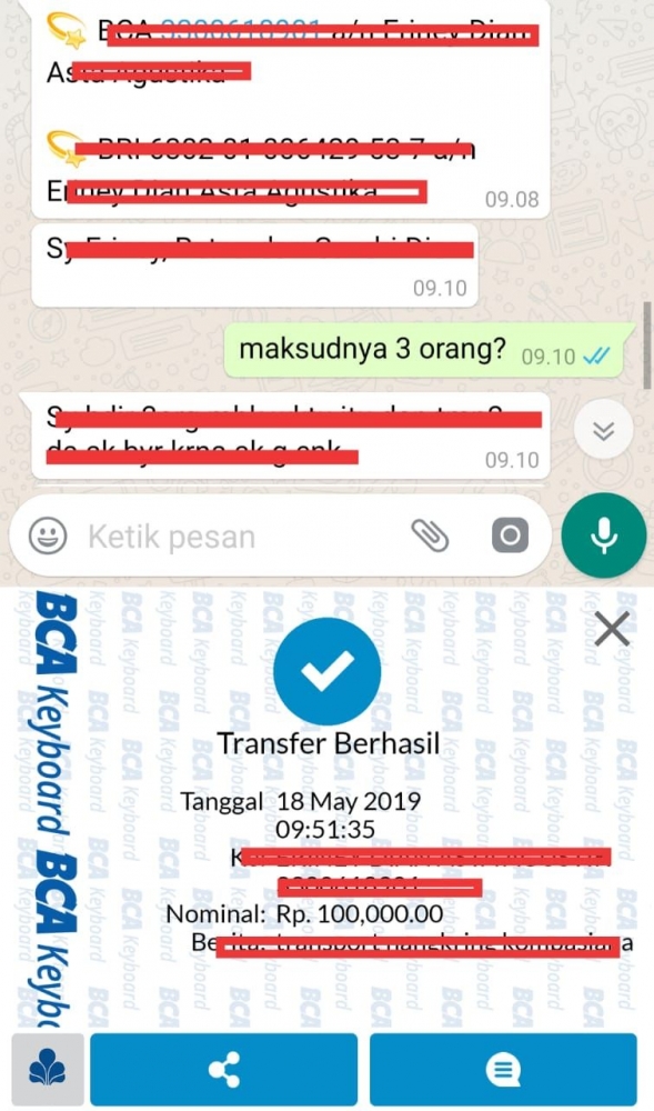 Transaksi sambil chatting (dok.pri)