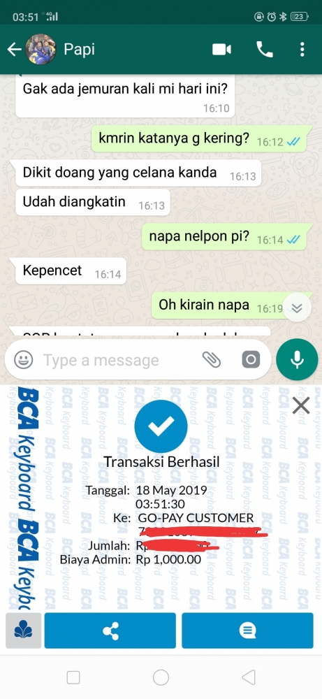 Bukti Transfer bisa langsung di share-sumber: tangkapan layar whatsapp