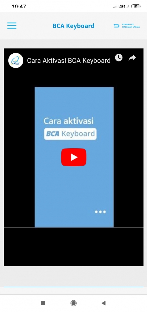 Tangkapan layar pada BCA keyboard