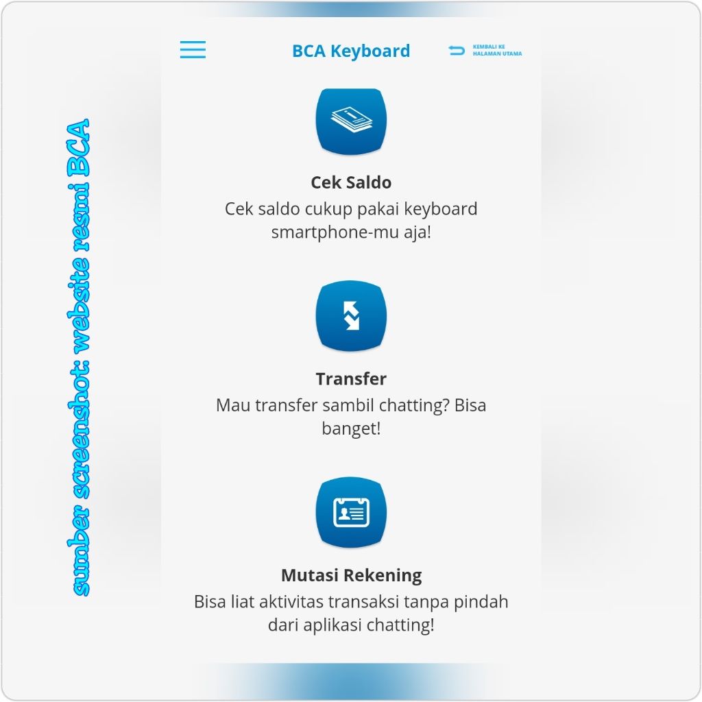 Aplikasi BCA Keyboard. Memudahkan transaksi bisnis anda. Photo by Ari