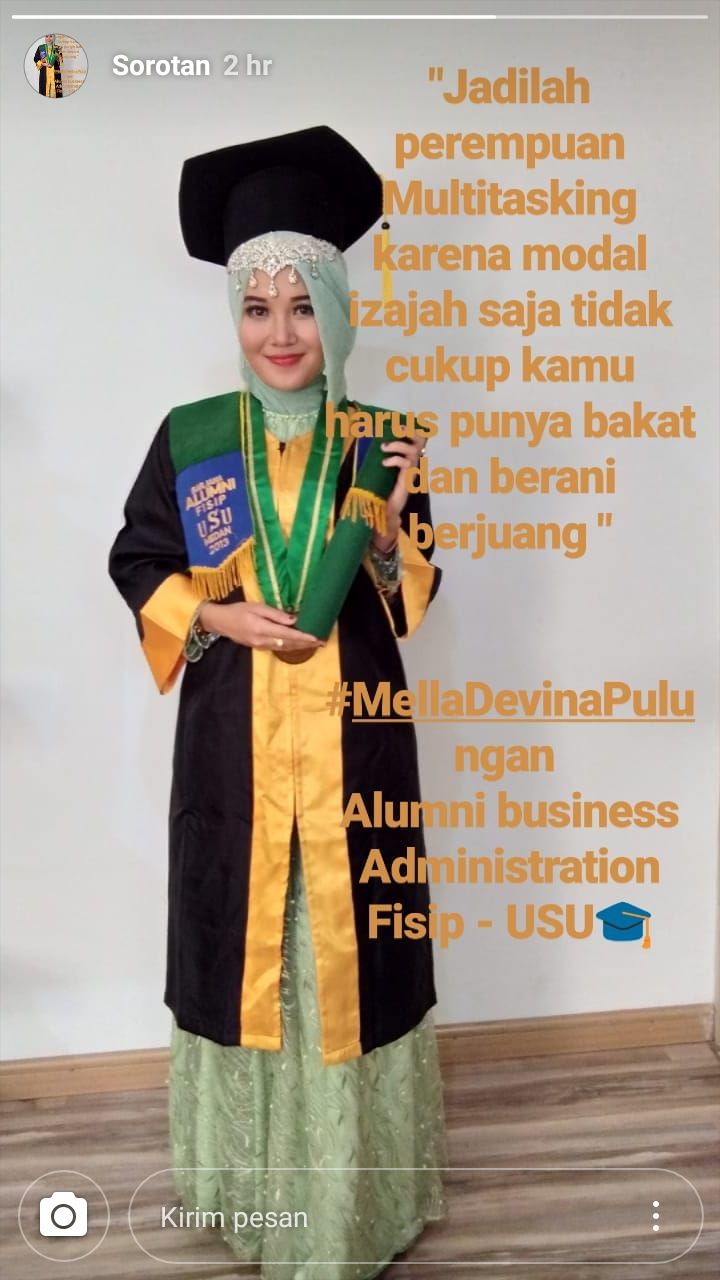 Gambar 4: inspirasi kalimat bisnis dari  Davina kepada para generasi milenial dalam memulai bisnis di dunia kreatif Agara menjadi multi tasking, mengelola talenta dan tidak hanya mengandalkan ijazah doc.IG Davina Pulungan