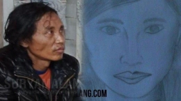 Sugeng, terduga pelaku mutilasi di PBM (kiri) dan sketsa wajah korban (kanan). - Dok. Tribun News.