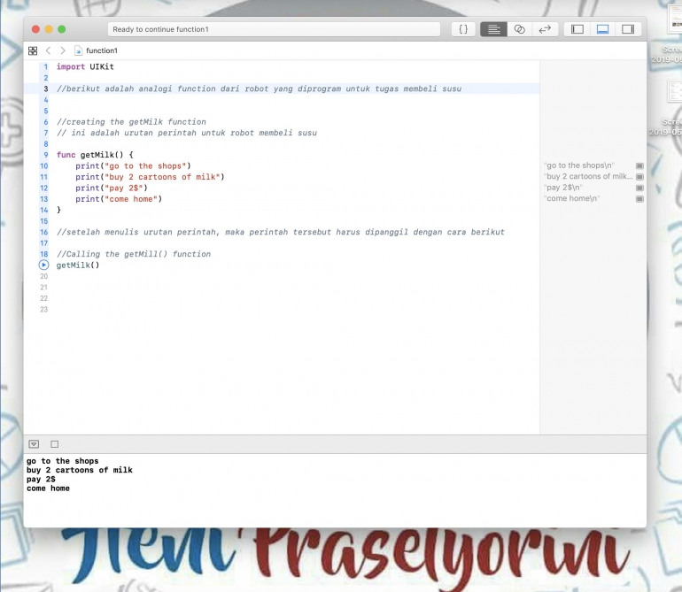 coding function di playground xcode-dokpri