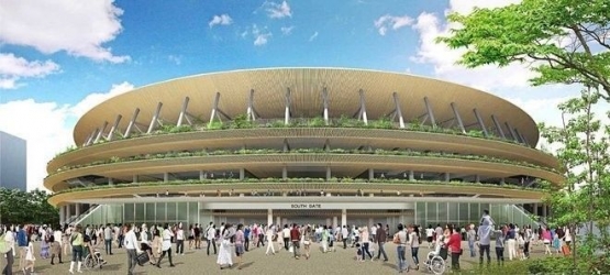 www.archdaily.com - Konsep eksterior Stadion utama Olimpiade 2020, denan garis2