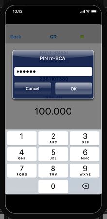 smartphone untuk trnsfer dana gunakan QR-ku (sumber:mBCA)