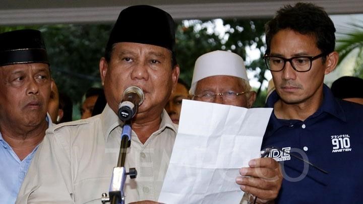 Prabowo Subianto dan Sandiaga Salahuddin Uno | tempo.co
