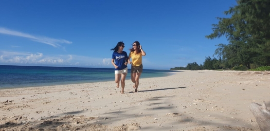 Pasir putih dgn birunya langit & laut dipadu hijaunya pepohonan merupakan pemandangan yang bisa dinikmati di Pantai Puru Kambera (dokpri)