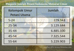Proporsi usia petani Indonesia didominasi kelompk usia di atas 44 tahun. Regenerasi petani perlu dipercepat (dok. pri).