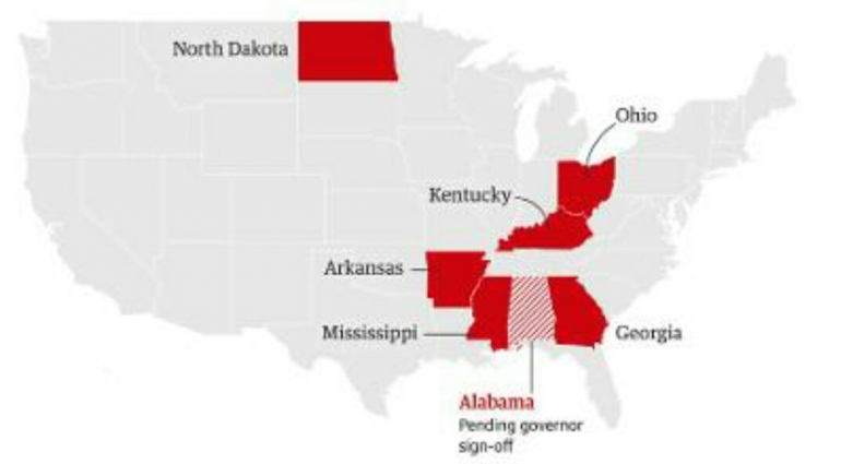 Negara Bagian Amerika Serikat yang Ilegal untuk Aborsi (The Guardian.com)