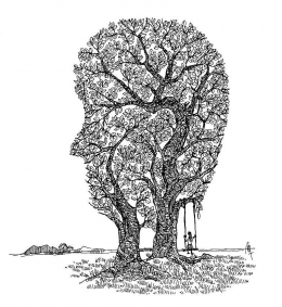 Ilustrasi pada judul 'Di Antara Dua Pohon'. coretan sendiri. dokpri