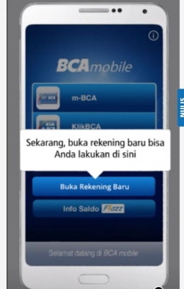 Layar tangkap you tube tutorial membuka rekening menggunakan BCA mobile