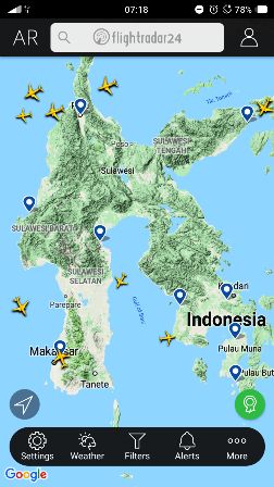 Aplikasi Radar Pesawat di Ponsel untuk memantau perjalanan pesawat (dokpri)