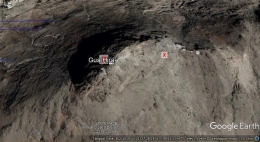 Lokasi gua hiro by Terra Incognita 2.45-Esri ArcGiS/Google Earth