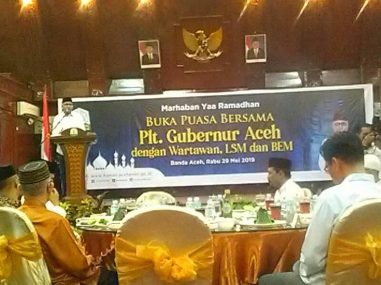 Pidato Plt Gubernur Aceh, Nova Iriansyah dalam Bukber Media, LSM dan BEM