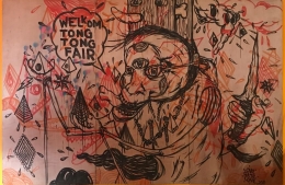 Dokumen pribadi: salah satu lukisan selamat datang di arena Tong Tong Festival, Den Haag, Belanda, 2019.