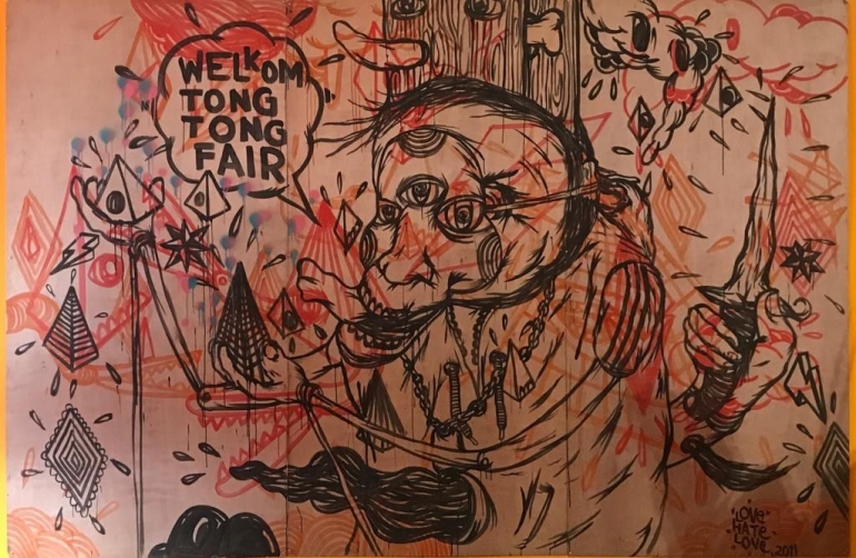 Dokumen pribadi: salah satu lukisan selamat datang di arena Tong Tong Festival, Den Haag, Belanda, 2019.