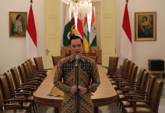 AHY seusai bertemu Presiden Joko Widodo di Istana Bogor (MI/Ramdani)