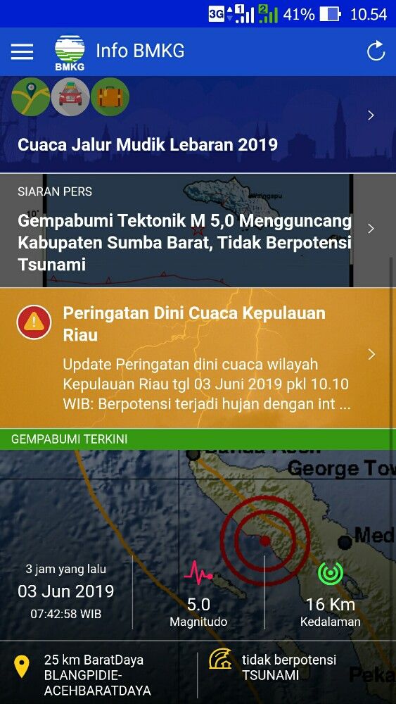 Salah satu laman Info BMKG (screenshoot dok.pri)