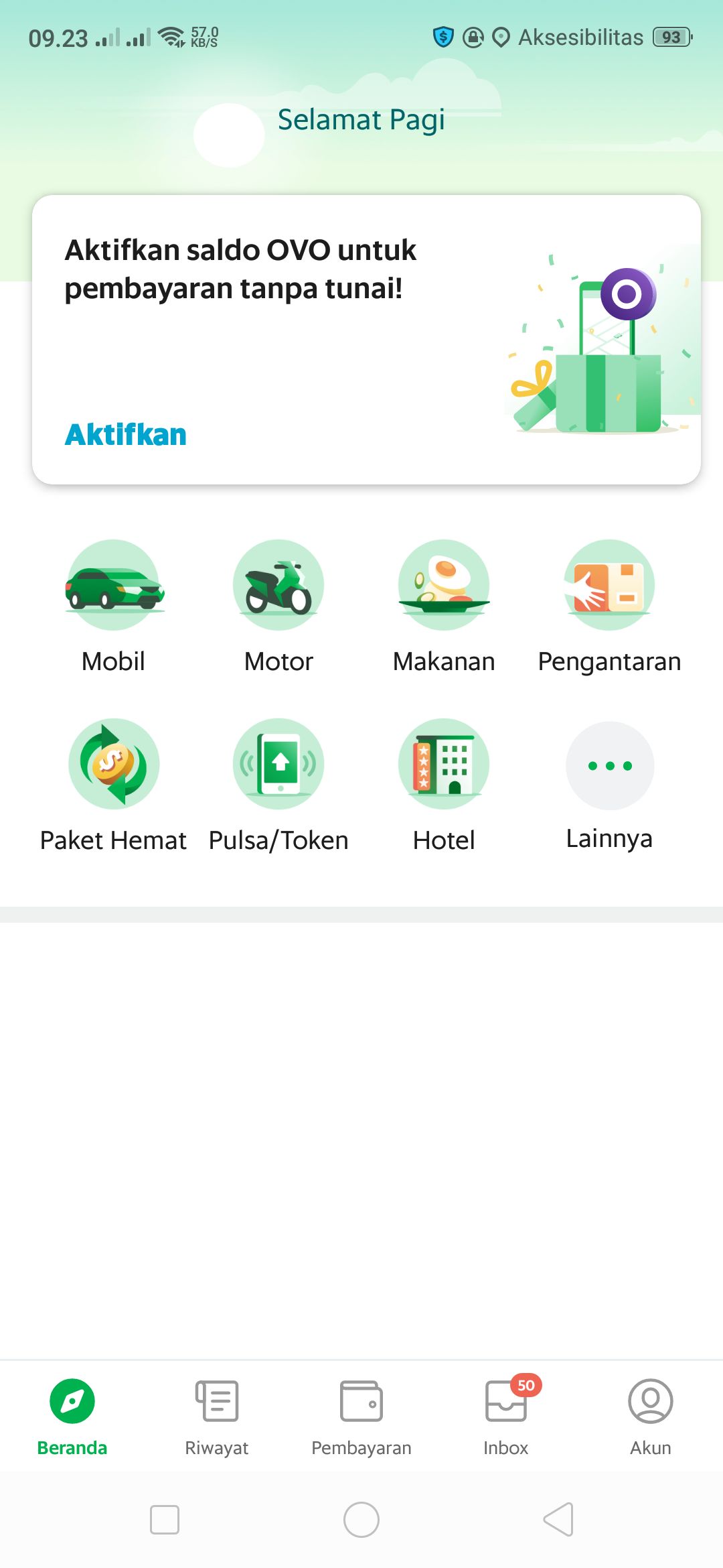 Tangkapan layar pada grab