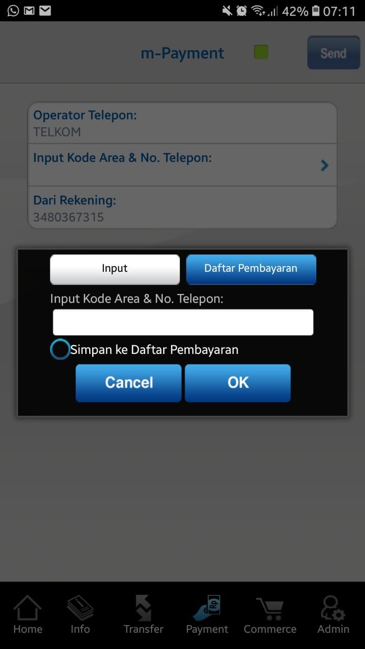 m-Payment untuk membayar tagihan internet (dokpri)