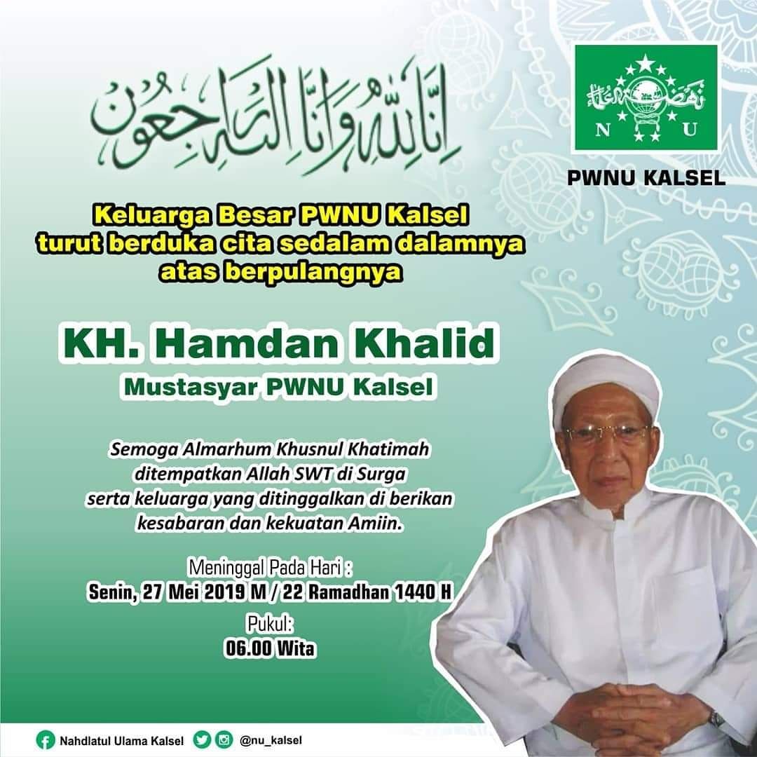 Ucapan Belasungkawa PWNU Kalsel | FB Nahdlatul Ulama Kalsel