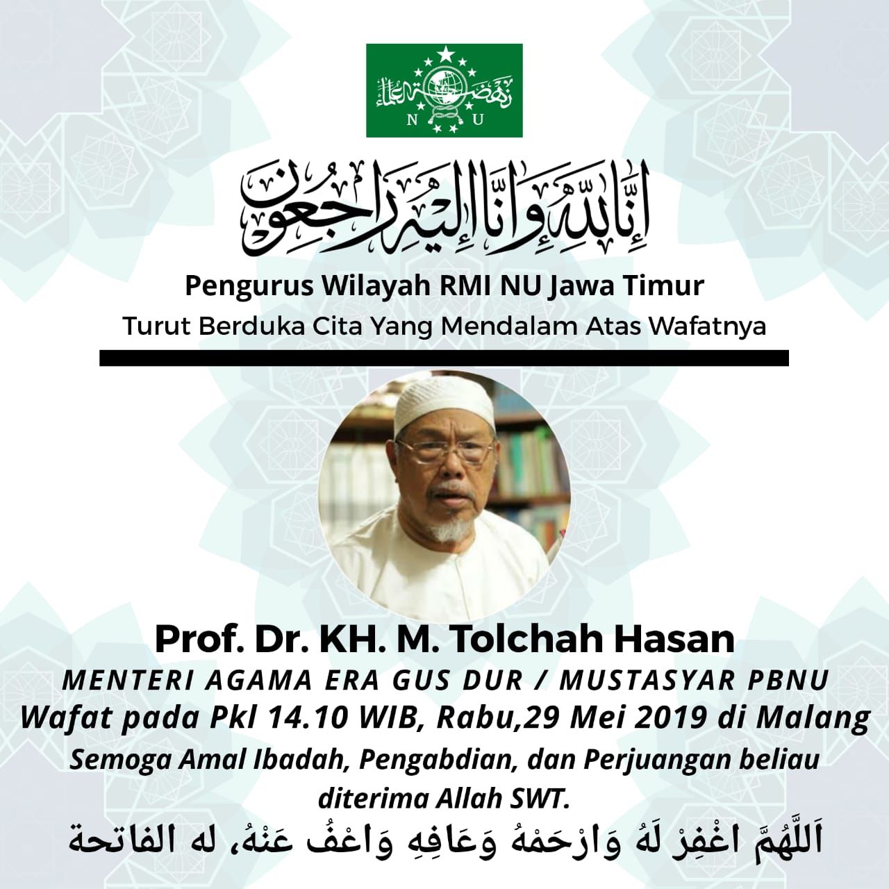 Duka untuk Kyai Tholchah. Hasan