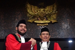 Anwar Usman dan Aswanto resmi menjadi Ketua dan Wakil Ketua MK periode 2018-2020. (ANTARA FOTO/SIGID KURNIAWAN) | Kompas.com
