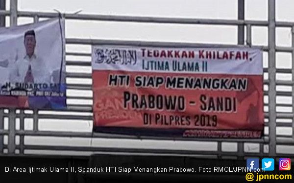 Spanduk HTI yang siap menangkan Prabowo Sandi di Pilpres 2019. Sumber gambar JPNN.com