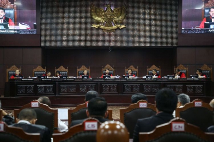 Suasana Sidang Perdana Sengketa Pilpres 2019 di Gedung Mahkamah Konstitusi, Jakarta, Jumat (14/6/2019). (KOMPAS.com/ KRISTIANTO PURNOMO)