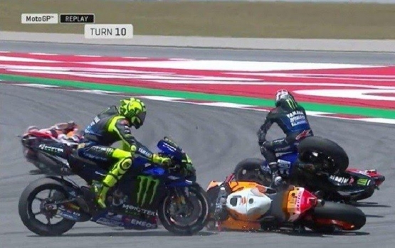 Crash 4 pembalap papan atas MotoGP di Catalunya 2019. (Sulselsatu.com)