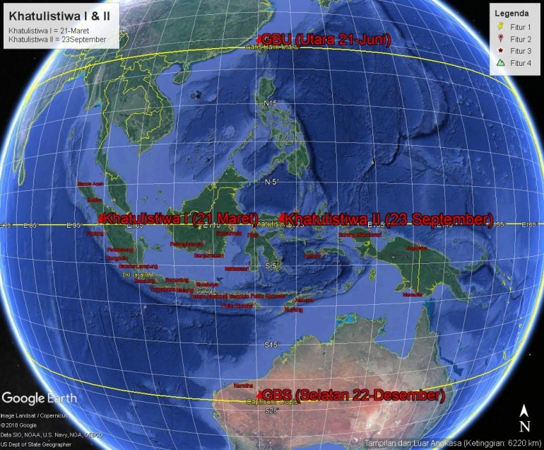 Khatulistiwa I (21-Maret) & II (23-September)/Tangkapan layar Google Earth