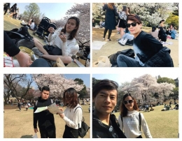 Dokumentasi pribadi Michelle dan teman2nya melakukan "hanami" di Shinjuku Gyoen Natioanl Park