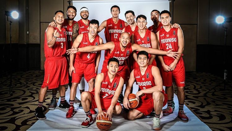 Timnas basket Indonesia pada FIBA Cup 2018. Sumber: indosport.com