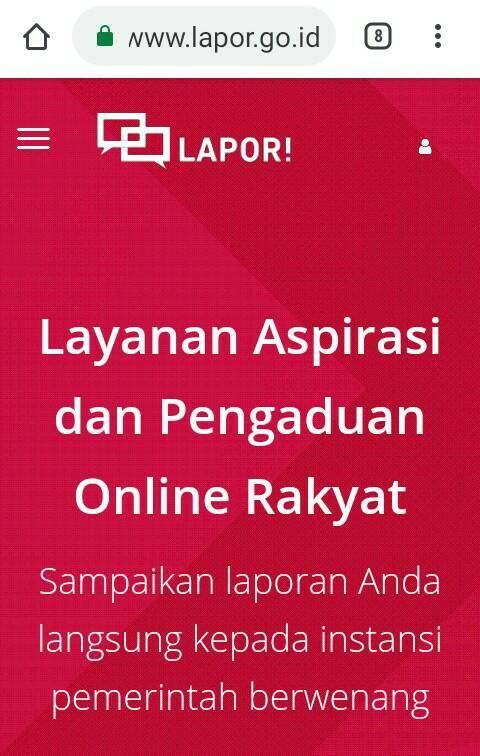 Tampilan website Lapor.go.id