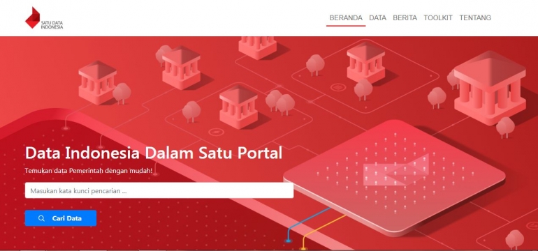 Dashboard tampilan mesin pencari data yang diluncurkan oleh pemerintah Indonesia (Sumber gambar : data.go.id)