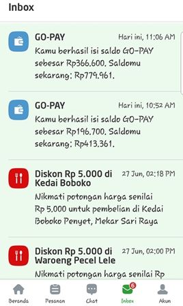 Notifikasi pengisian Gopay dari Gojek (Dokpri).