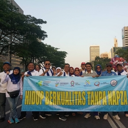 Deskripsi : RSKO Jakarta dan GIAN hadir di Car Free Day untuk memberikan edukasi dan penyuluhan Napza I Sumber Foto : dokpri RSKO