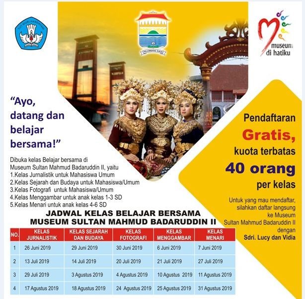 Jadwal Kelas Belajar Bersama Di Museum Sultan Mahmud Badaruddin ll Palembang (Dokpri)