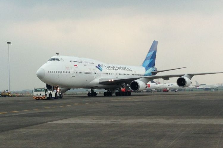 Pesawat Boeing 747-400 milik Garuda Indonesia di Bandara Soekarno-Hatta (KOMPAS.com/ACHMAD FAUZI)