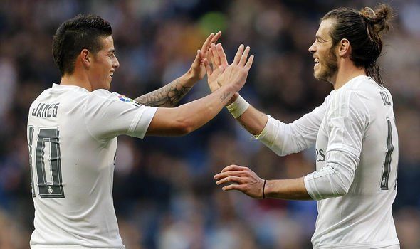 James Rodriguez dan Gareth Bale (sumber: express.co.uk)