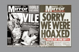 Laman Utama Daily Mirror edisi 1 Mei 2004 Beserta Edisi Klarifikasi - Foto: editorchoice.com