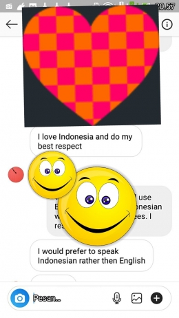 Dia Cinta Indonesia. Percakapan Penulis dengan Ali Froghi melalui Instagram (Arsip Pribadi Syifa)