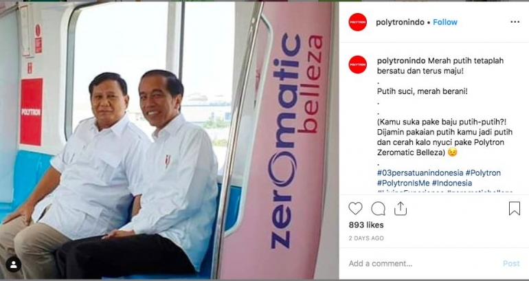 Kolom media sosial Instagram Polytron Indonesia